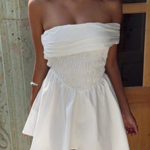 Fruitful Off Shoulder Mini Dress White