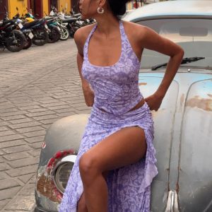 Rains And Pours Mesh Set Purple Floral