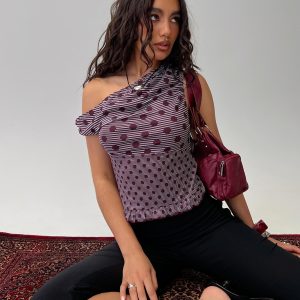 Tarya Top Stripe Polka Plum