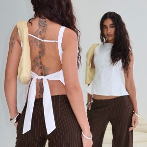 Inner Glow Open Back Top White