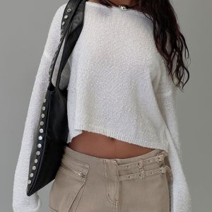 Riala Off Shoulder Knit Sweater White