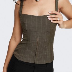 Nylen Tailored Suiting Top Brown Pinstripe