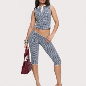 Tuka Capri Navy Gingham