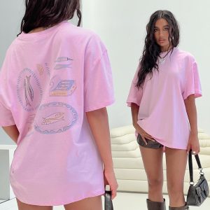 Sardines Please Oversized Tee Pink