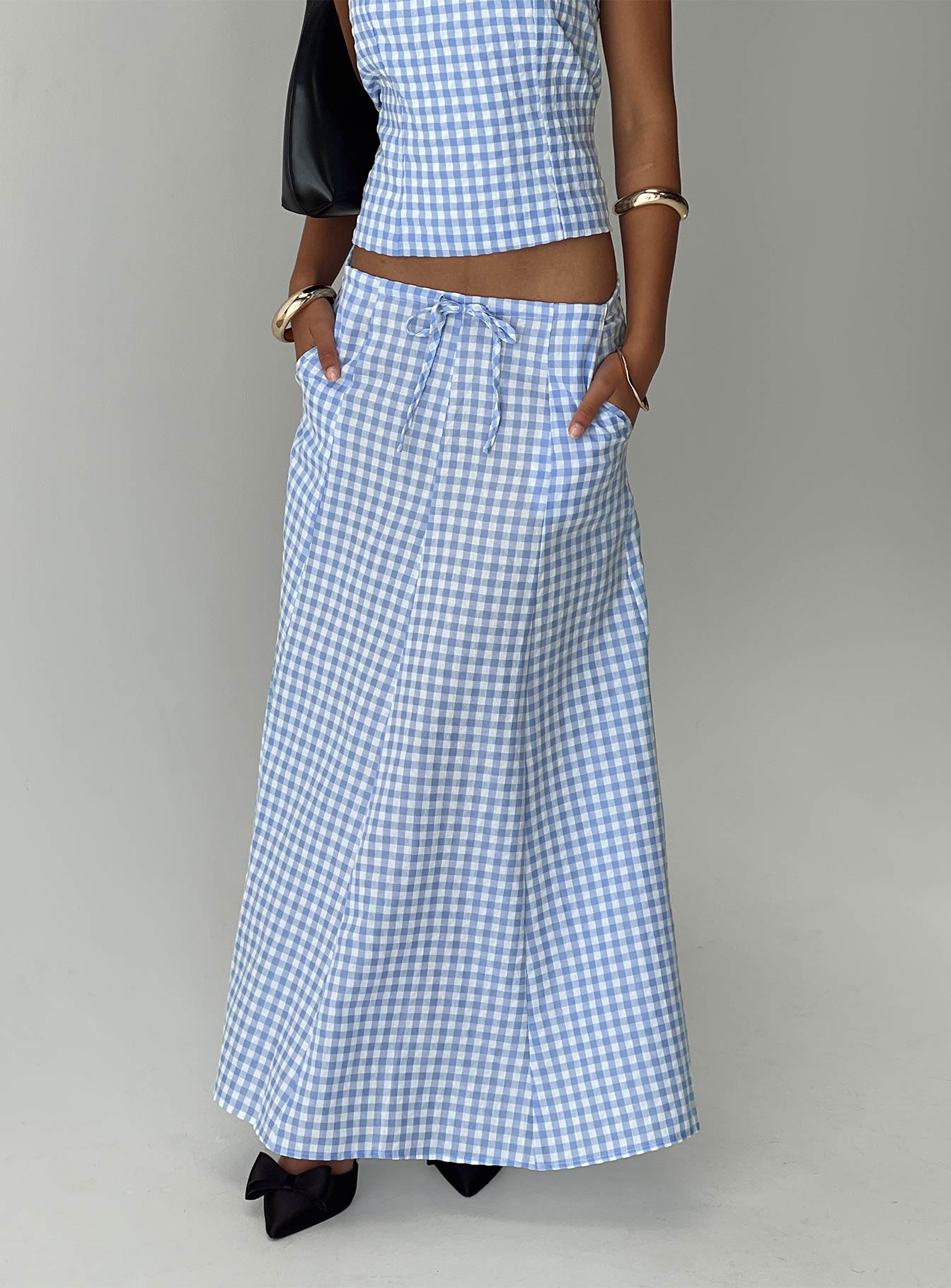 Carmino Maxi Skirt Blue Check - Image 9