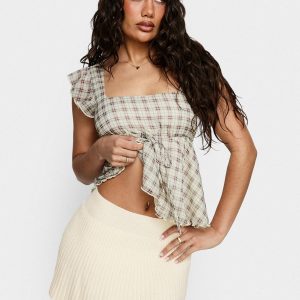 Another Day Knit Pleat Mini Skirt Butter Yellow