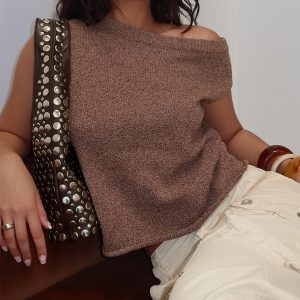 Ashfield Off Shoulder Top Brown