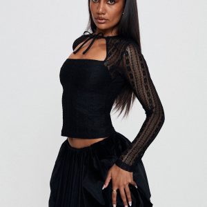 Georgiana Bubble Hem Mini Skirt Black