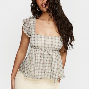 Auroraah Frill Top Yellow Check