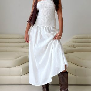 Tinsie Strapless Maxi Dress White