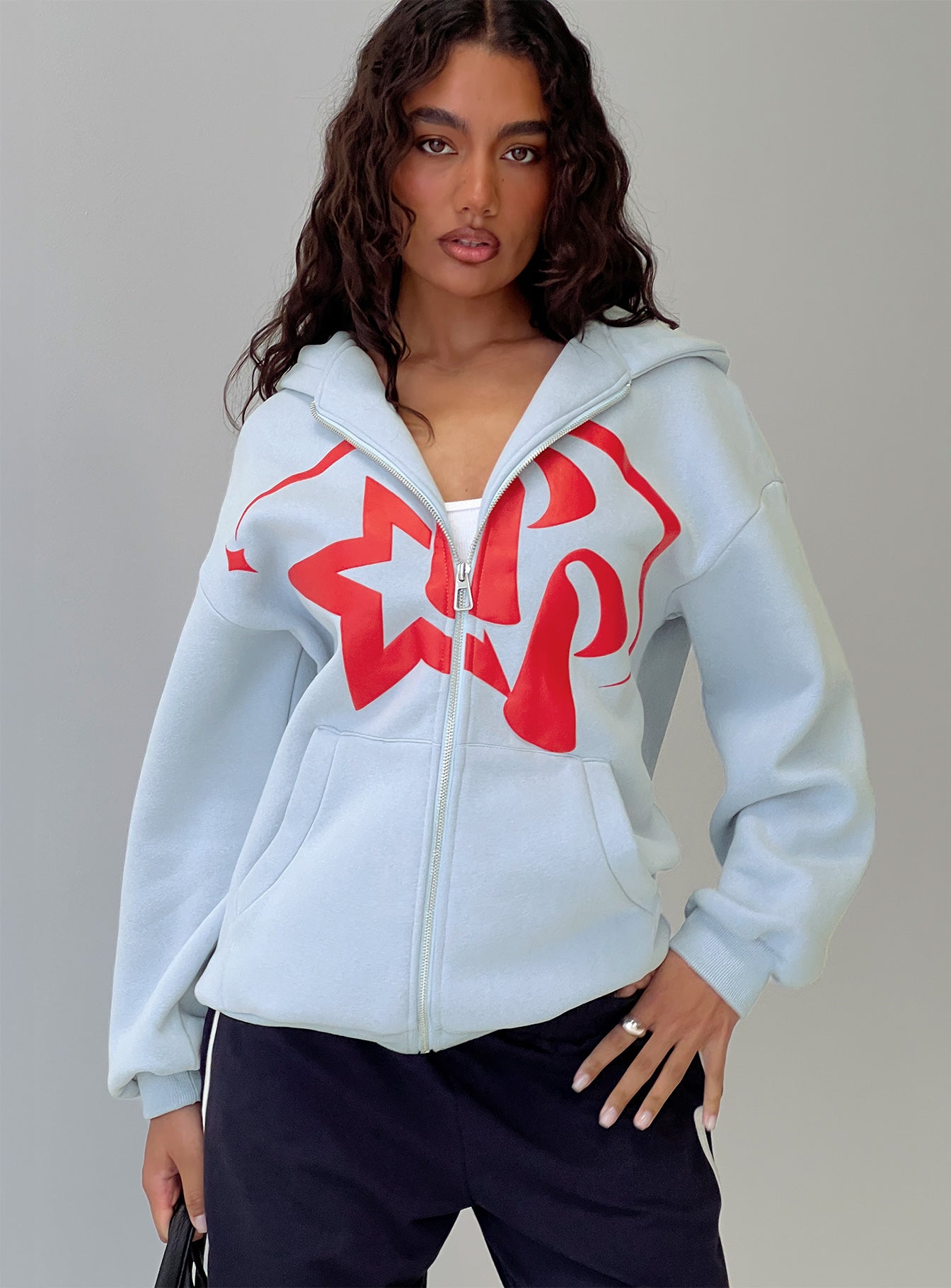Starblazer Zip Up Graphic Hoodie Blue / Red