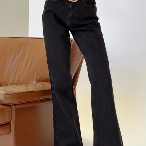 Maple Mid Rise Flare Washed Black