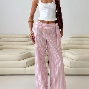 Wave Dancer Tie Pant Pink Stripe