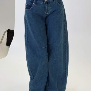 Tippie Low Rise Barrel Leg Jeans Mid Wash
