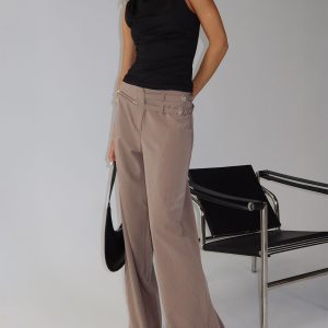 Rinah Belted Pants Brown