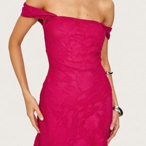 Bold Ambition Off The Shoulder Mini Dress Hot Pink