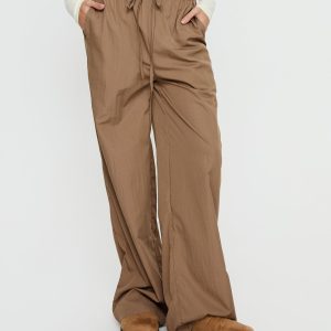 Romonda Drawstring Straight Leg Pants Khaki
