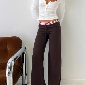 Felisha Low Waist Knit Pants Brown