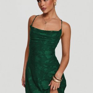 Celena Mini Dress Forest Green Burnout