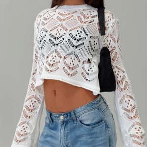 Aileen Crochet Sweater White