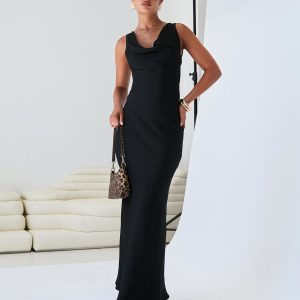 Make Memories Cowl Neck Maxi Dress Black