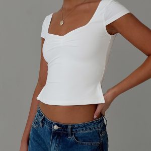 Rehna Short Sleeve Top White