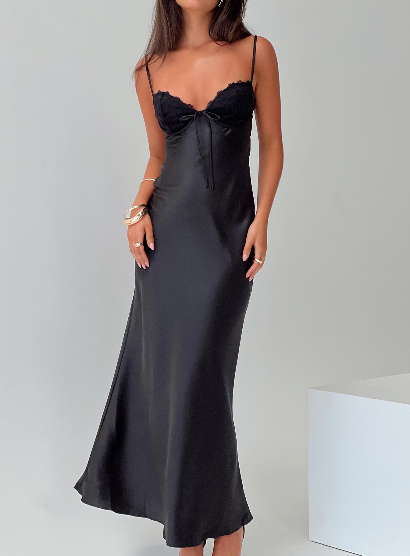 Fadyen Bias Cut Maxi Dress Black Petite - Image 7