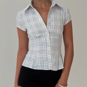 Cottesloe Blouse Top Blue Check