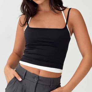 Premier Layered Tank Top Black