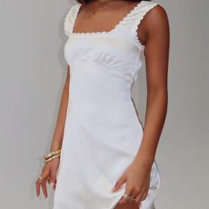 Dasha Satin Mini Dress White