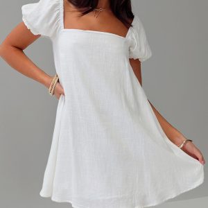 Beyond Linen Blend Mini Dress White