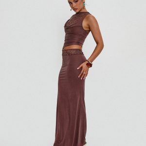 Vesperine Lace Maxi Dress Cocoa Brown
