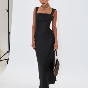 Radioactive Bias Cut Maxi Dress Black