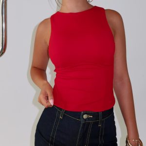 Georgetta Bust Detail Cami Top Red
