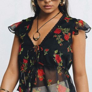 Wiley Top Black Floral
