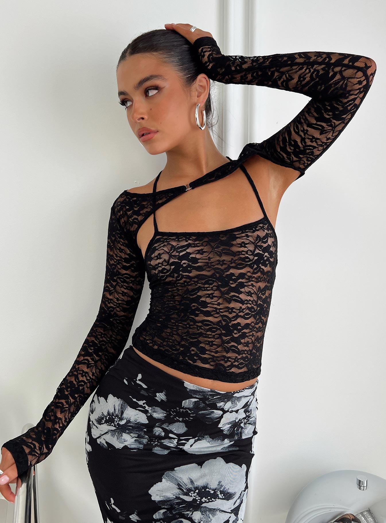 Silveira Long Sleeve Lace Top Black - Image 7