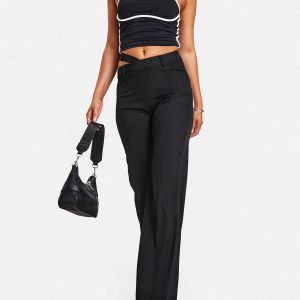 Arino Asymmetric Waistband Pants Black