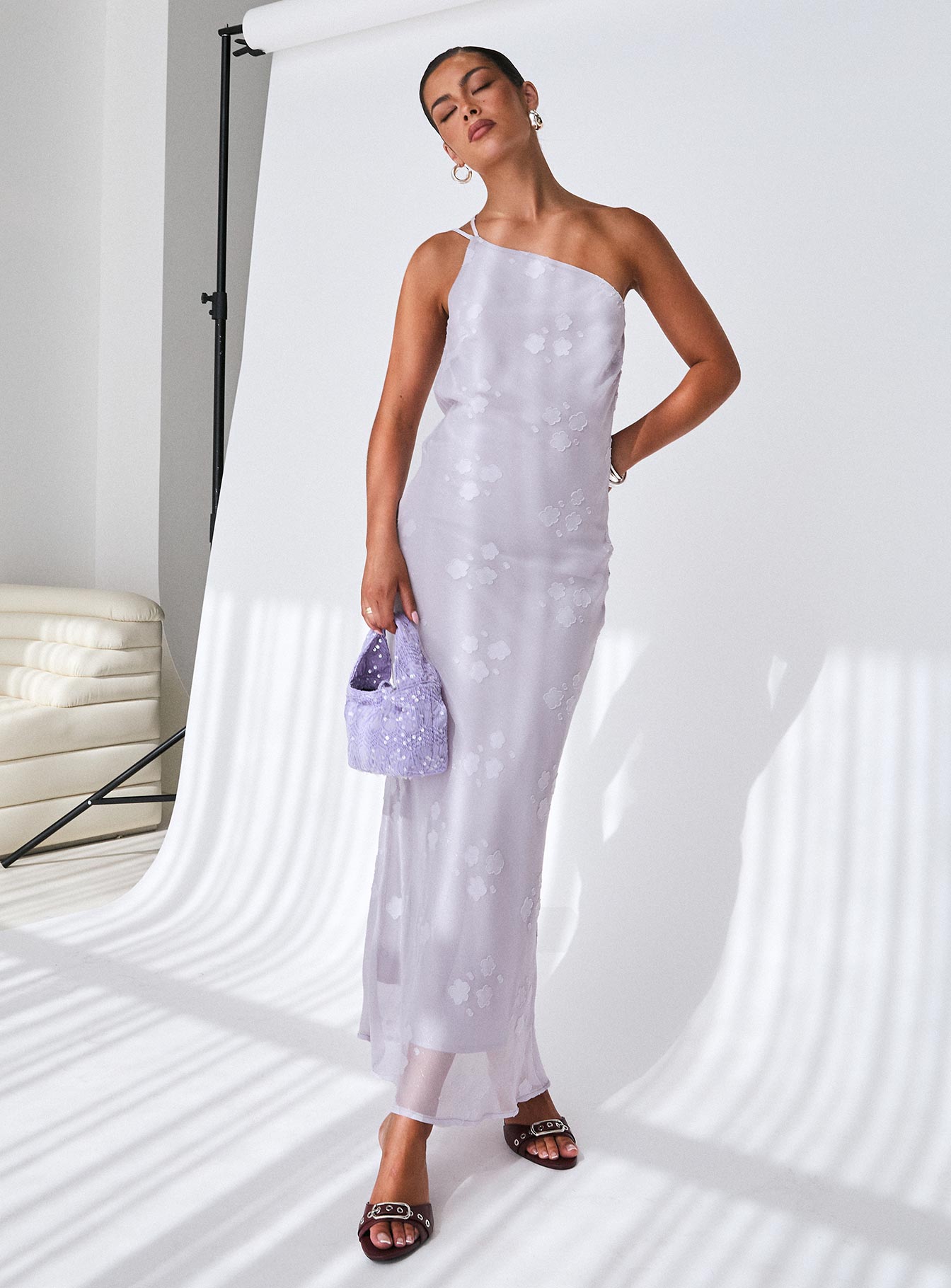 Jazmira One Shoulder Maxi Dress Lilac