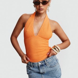 Emaline Halter Top Orange