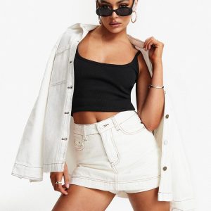 Katlynne Denim Mini Skort White
