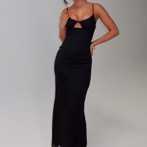 Alannis Lace Maxi Dress Black