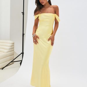 Azura Off The Shoulder Maxi Dress Yellow