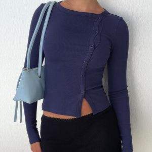 Passoni Long Sleeve Top Navy