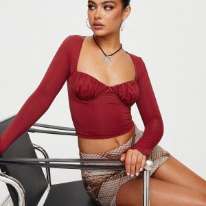 Candyce Long Sleeve Top Burgundy
