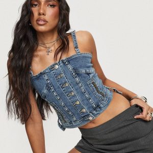 Yappa Denim Top Mid Wash