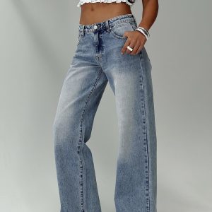 Ronine Low Rise Wide Leg Jeans Light Wash