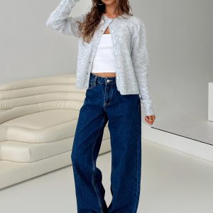 Shima Low Rise Straight Leg Jeans Mid Wash