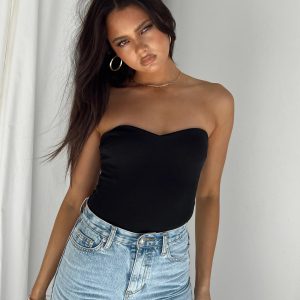 Aston Strapless Bodysuit Black