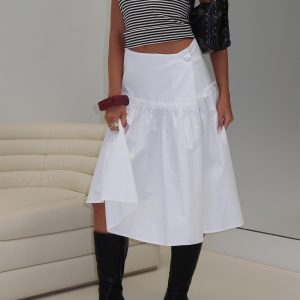 Jonsie Tiered Frill Midi Skirt White