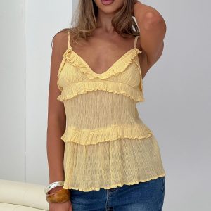 Jorjia Ruffle Cami Top Yellow